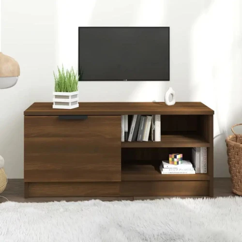 طاولة تلفزيون Alhome Brown: وحدة تحكم ترفيهية أنيقة وواسعة من الخشب المضغوط