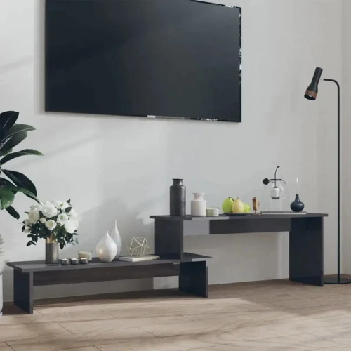 طاولة تلفزيون Alhome باللون الأسود: مركز ترفيه أنيق ومتعدد الاستخدامات من الخشب المضغوط