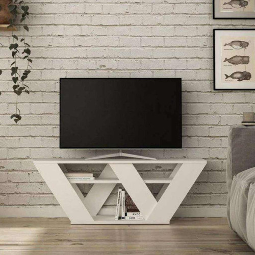 وحدة تلفزيون Alhome باللون الأبيض - أناقة معاصرة لمساحة الترفيه الخاصة بك