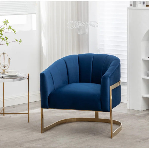 كرسي Alhome Royal Blue Velvet مع الخشب السويدي