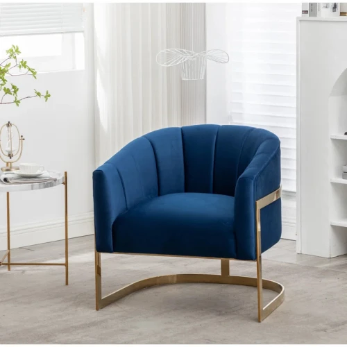 كرسي Alhome Royal Blue Velvet مع الخشب السويدي