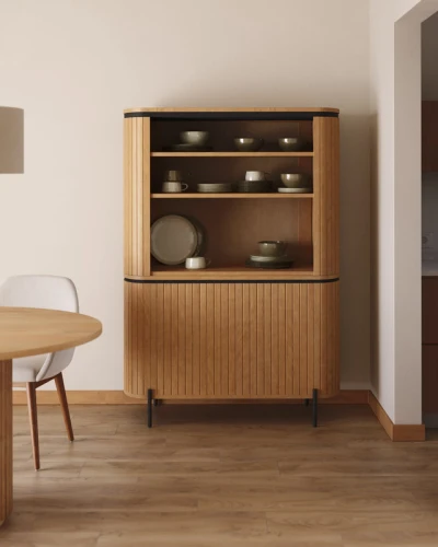بوفيه خشب هندسي بيج من Alhome - الحجم: 120x45x170