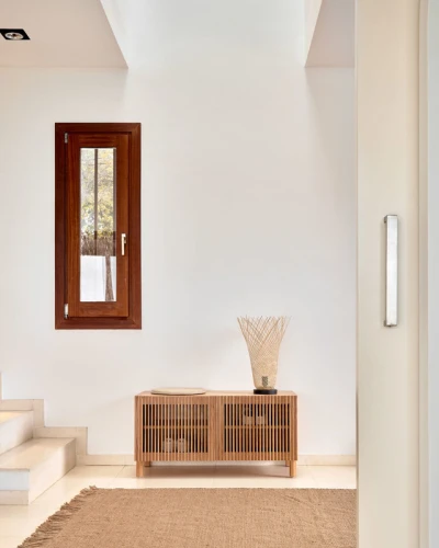 بوفيه خشب هندسي بيج من Alhome - الحجم: 111x40x40