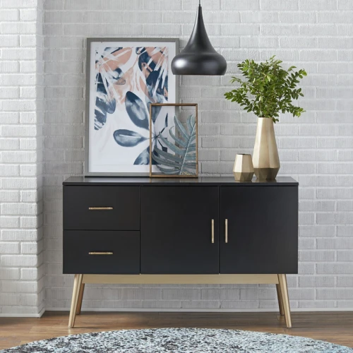 بوفيه Alhome Modern Black MDF: تخزين أنيق لمساحة المعيشة الخاصة بك