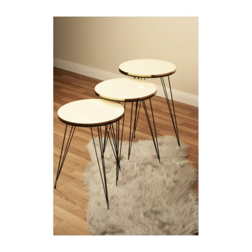 هوم فيو طقم طاولات خدمه جانبيه لتقديم القهوة والشاي - 3 قطع