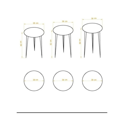 هوم فيو طقم طاولات خدمه جانبيه لتقديم القهوة والشاي - 3 قطع