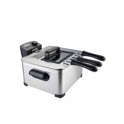 برووف مقلاة زيت كهربائية مع غطاء و ثلاث شباك - 5 ليتر - فضي وأسود - pf-350