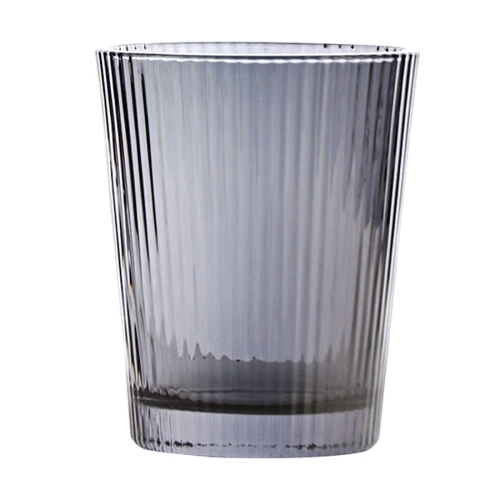 كوب ماء زجاجي مخطط على شكل حرف V - سعة 235 مل - 7.8x7.8x9.5 سم