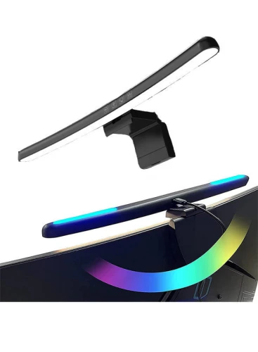 مصباح شاشة الكمبيوتر المنحني مع إضاءة محيطة ملونة RGB, مصابيح شاشة تعمل بالطاقة USB للمكتب/المنزل/الألعاب/المكتب