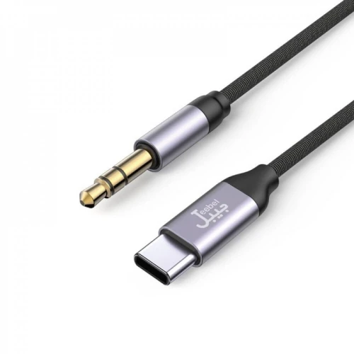 جيبل وصلة اوكس USB-C مطلي بالكروم - 100 سم - أسود وفضي