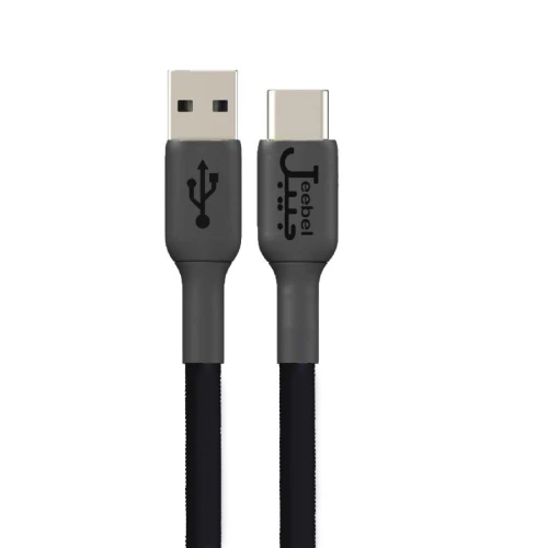جيبل كابل جلد من USB-A الى USB-C للشحن ونقل البيانات - أسود