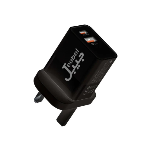 جبيل شاحن جداري بمنفذين PD و USB - أسود