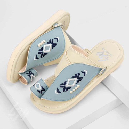 العراب حذاء شرقي مطرز للرجال - أزرق سماوي - 259054