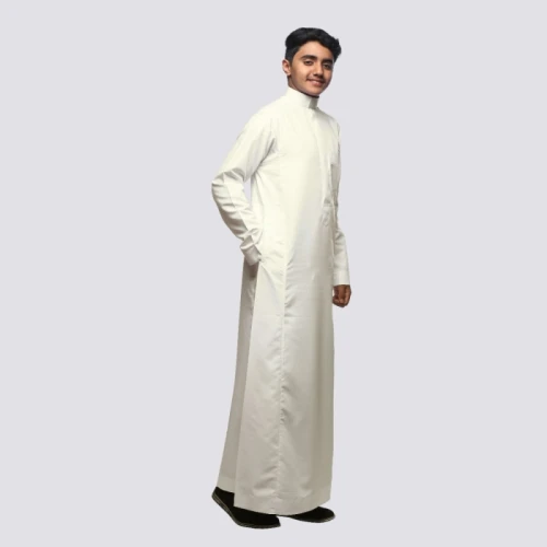 الدفه ثوب قطني رجالي مع أزرار - أصفر
