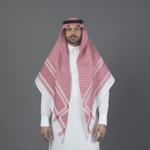 البسام شماغ البصمة كلاسيك لون خاص - أحمر وأبيض