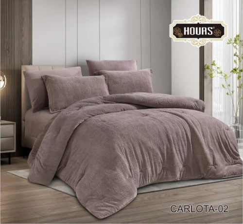 أورز طقم لحاف شتوي فاخر فائق النعومة من فرو مخملي دافئ بتصميم عصري سادة 4 قطع مقاس مفرد CARLOTA-02