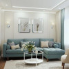 أريكة ألهوم أنيقة على شكل حرف L من الكتان باللون الأزرق الداكن، مقاس 90x250x170x45 سم، خشب سويدي