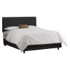 Alhome Midnight Beauty: سرير مفرد من الخشب السويدي مع قماش الكتان، اللون أسود، الأبعاد 120x200x140
