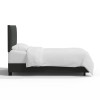 Alhome Midnight Beauty: سرير مفرد من الخشب السويدي مع قماش الكتان، اللون أسود، الأبعاد 120x200x140