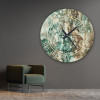ساعة حائط دائرية بتصميم رخامي - 50x50 سم - بني وأخضر - hs-cnc-11