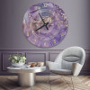 ساعة حائط دائرية بتصميم رخامي - 50x50 سم - بنفسجي وذهبي - hs-cnc-20
