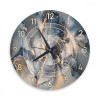 ساعة حائط دائرية بتصميم رخامي - 50x50 سم - أزرق وذهبي - hs-cnc-44