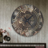 ساعة حائط دائرية بتصميم رخامي - 50x50 سم - بني داكن - hs-cnc-45