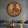 ساعة حائط دائرية بتصميم رخامي - 50x50 سم - بني - hs-cnc-52