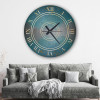 ساعة حائط دائرية بتصميم رخامي - 50x50 سم - أزرق داكن - hs-cnc-59