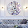 ساعة حائط دائرية بتصميم رخامي - 50x50 سم - بنفسجي وأزرق - hs-cnc-31