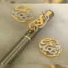 طقم اكسسوارت للرجال مطلي ذهبي - 2 قطع - F04