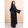 عباية كتان شك يداوي كحلي مع اسود للنساء - أسود وكحلي