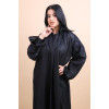 عباية كتان شك يداوي كحلي مع اسود للنساء - أسود وكحلي