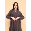 عباية مع جيوب وياقة قلاب أنيقة - كريب - بيج غامق - 02-016