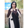 عباية العنود كريب باربي بقصة مميزة للنساء - أسود وبيج فاتح وبني داكن