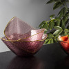 وعاء مربع زجاجي على الطراز الاسكندنافي بحواف ذهبية - 16.8x16.8x7.5 سم