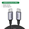 يوجرين سلك شاحن من USB-C إلى USB-C مضفر بطول 1 م - أسود