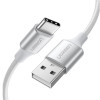 يوجرين سلك شاحن من USB إلى USB-C مضفر بطول 2 م - أبيض
