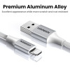 يوجرين Lightning - USB كابل شاحن ونقل بيانات مضفر - فضي