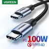 يوجرين Type-C - Type-C 2.0 كابل شاحن مضفر - 100 واط - 3 متر - أسود