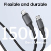 يوجرين Lightning - Type-C كابل من السيليكون - 1 متر - أسود