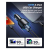 يوجرين شاحن سيارة بمنفذين Type-C ومنفذ USB - بقوة 130 واط - أسود