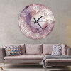 ساعة حائط دائرية بتصميم رخامي - 50x50 سم - وردي - hs-cnc-34